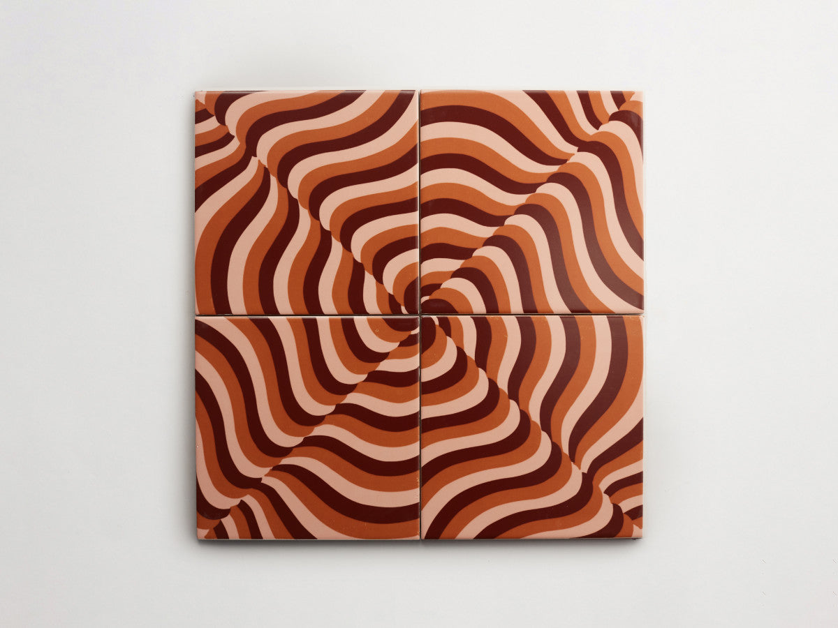 Italian designer ceramic tile Brown Wavy Stripes.