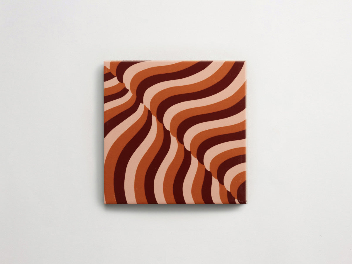 Italian designer ceramic tile Brown Wavy Stripes.
