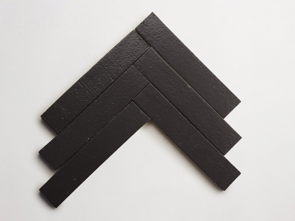 Architectural Glazed Thin Brick 12 x 2½ Blacklead Black.