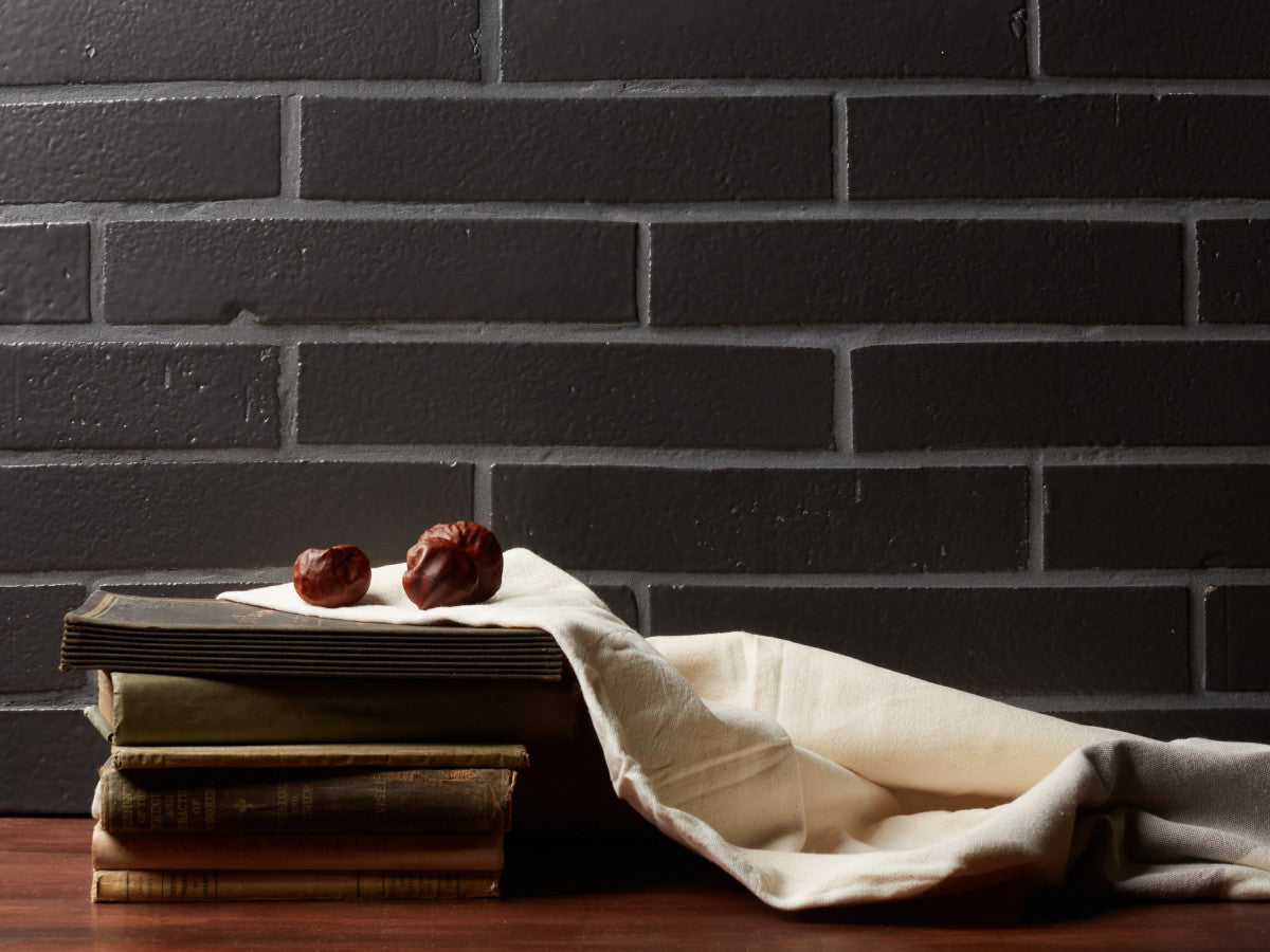 Architectural Glazed Thin Brick 12 x 2½ Blacklead Black.