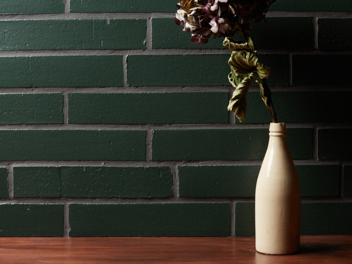 Architectural Glazed Thin Brick 12 x 2½ Felted Green.