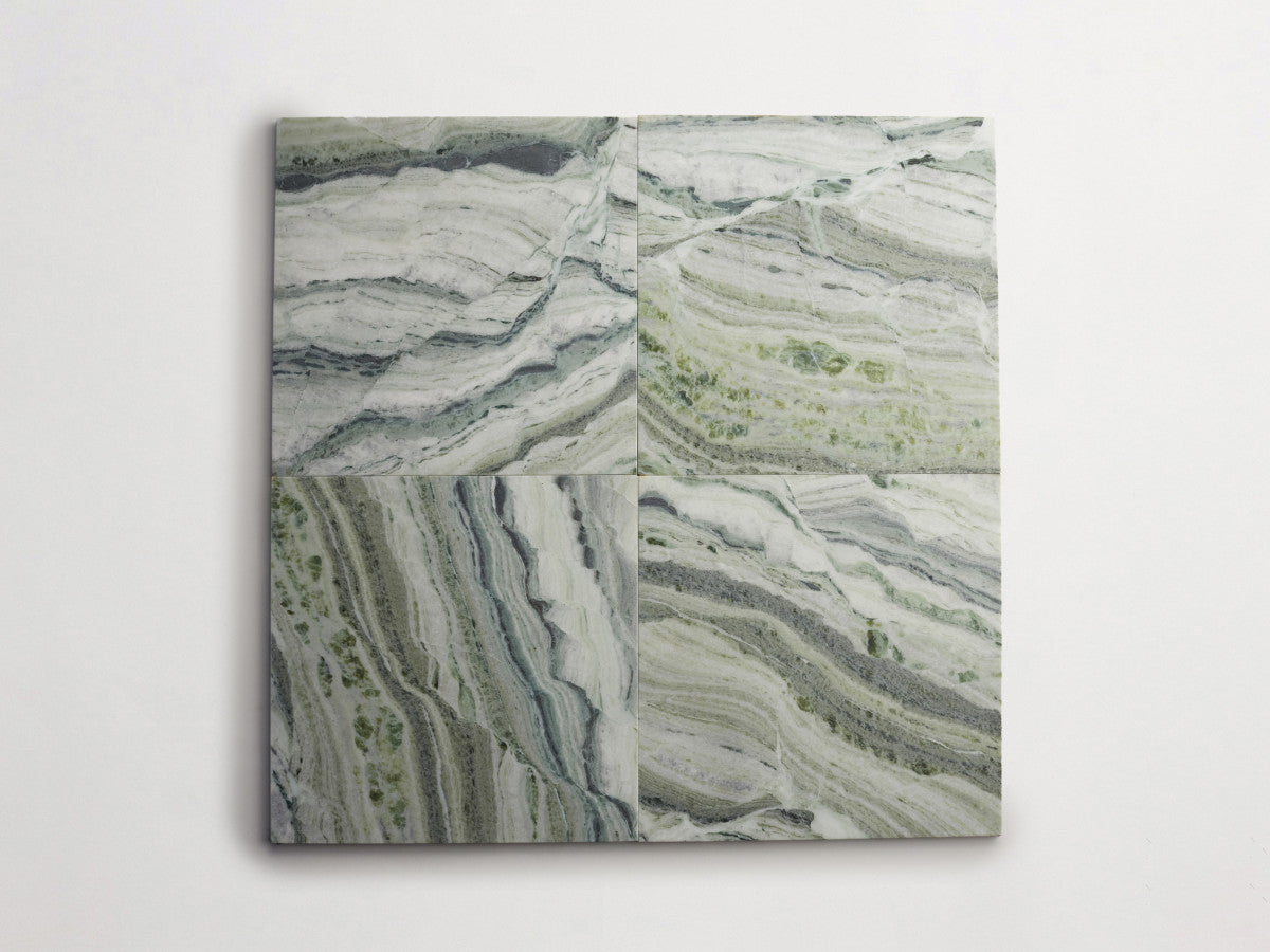 Lapidary stone tile 12 in. square Jade Green Honed.