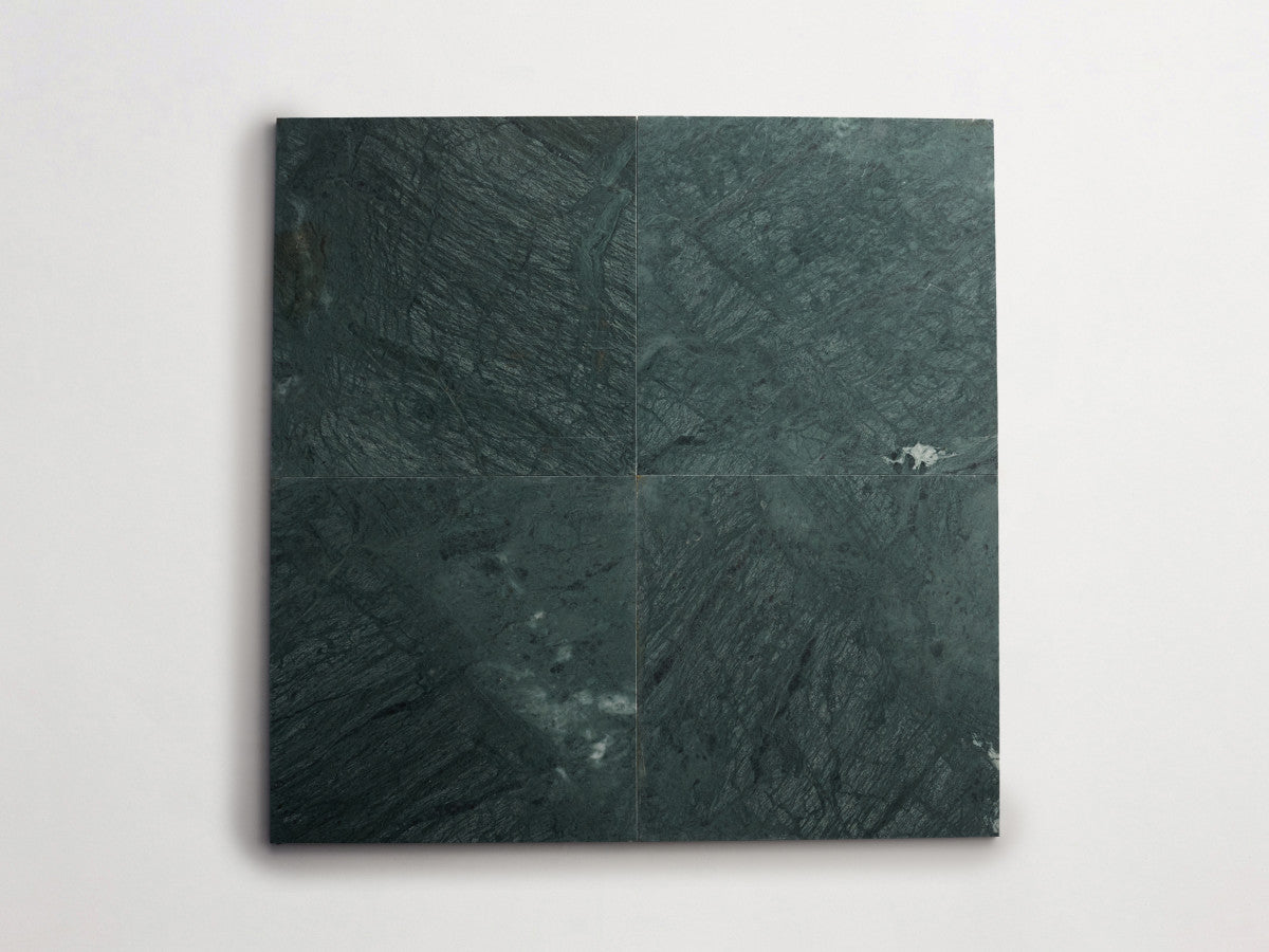 Lapidary stone tile 12 in. square Marble Green Honed.