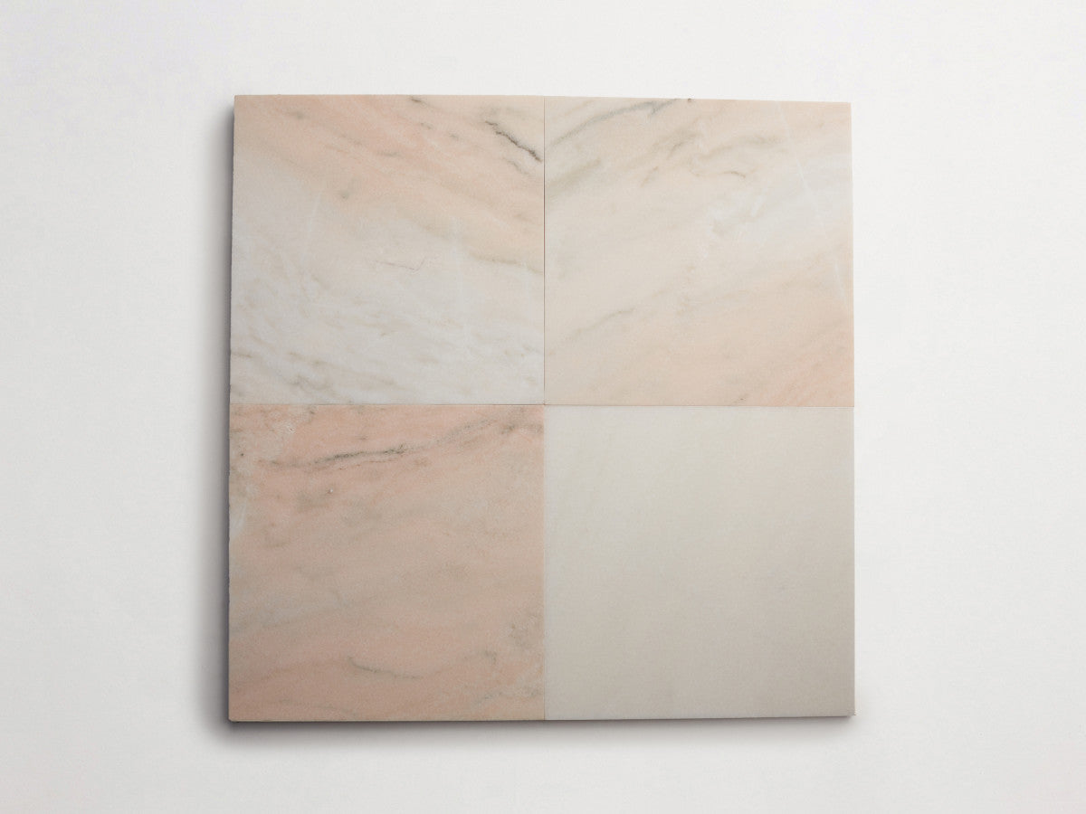 Lapidary stone tile 12 in. square Pink/Grey Honed.