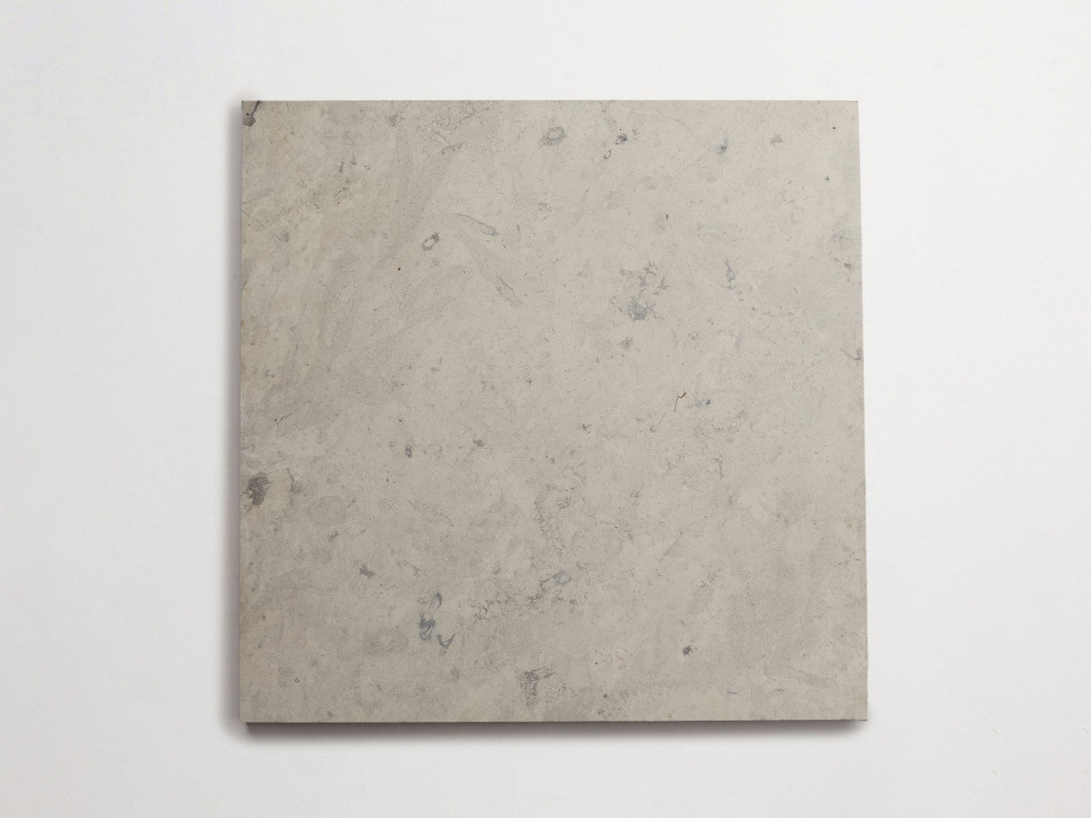 Lapidary stone tile 12 in. square Alpaca Grey Honed.