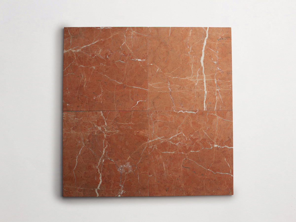 Lapidary stone tile 12 in. square Alicante Red Honed.