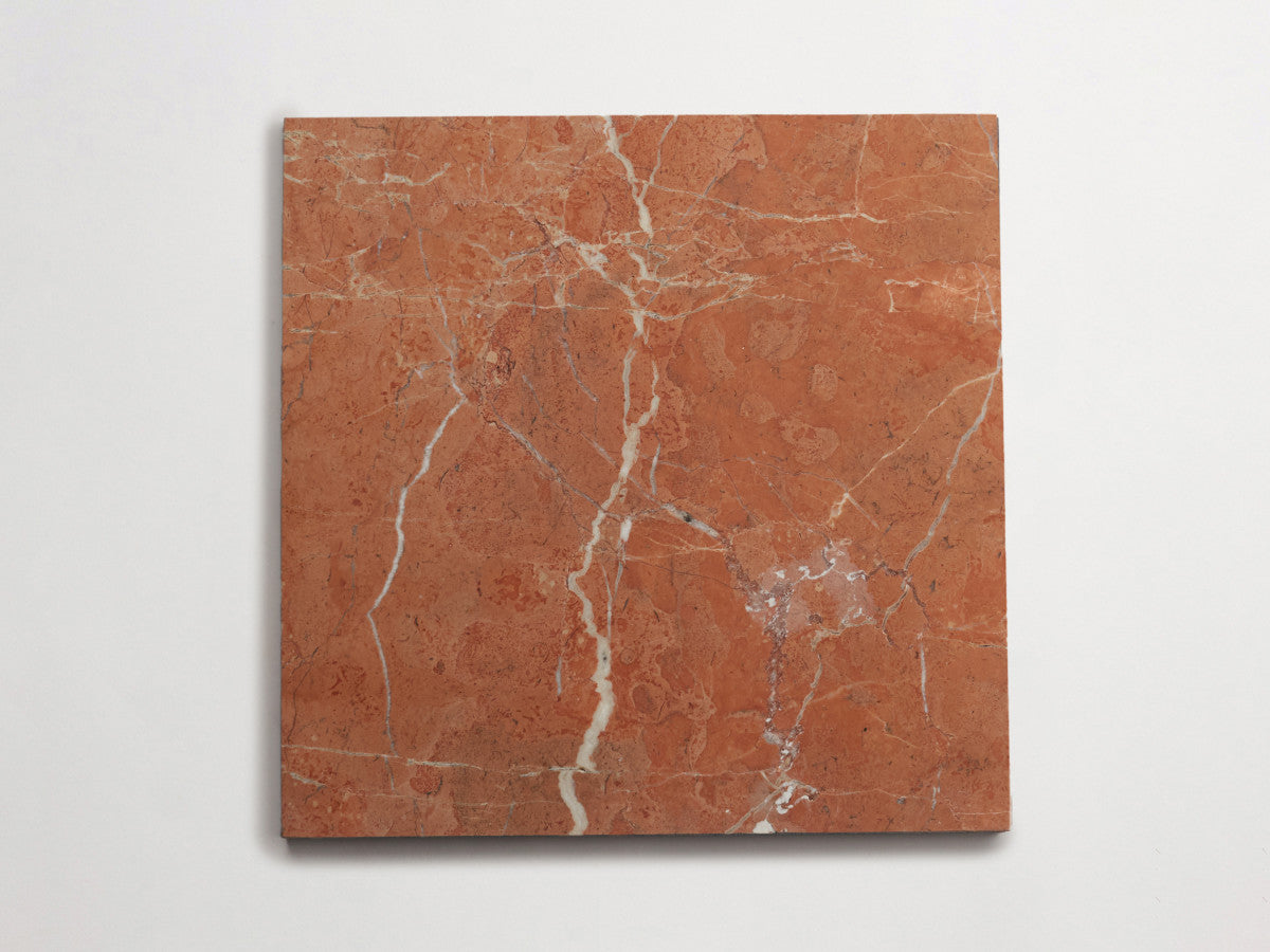 Lapidary stone tile 12 in. square Alicante Red Honed.