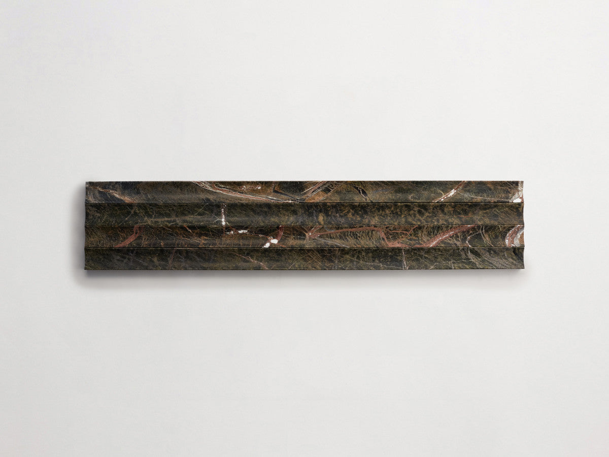 Lapidary stone tile 23½ x 1¼ fluted Green Honed.