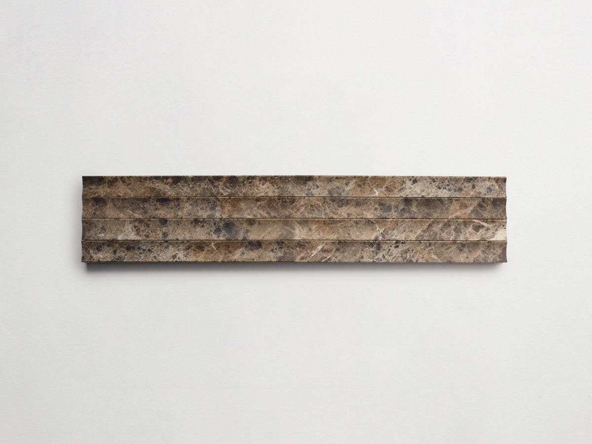 Lapidary stone tile 23½ x 1¼ fluted Brown Honed.