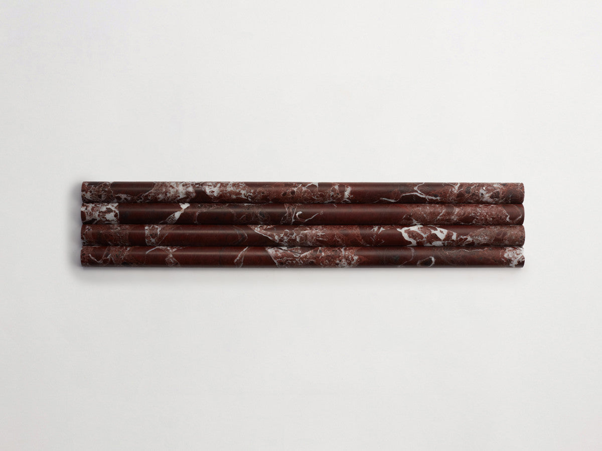 Lapidary stone tile 23½ x 1¼ rounded Red Honed.