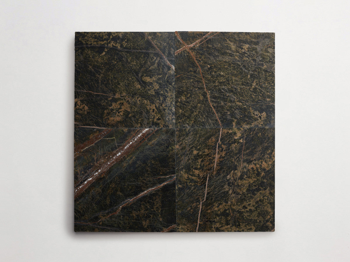 Lapidary stone tile 12 in. square Galician Green Honed.