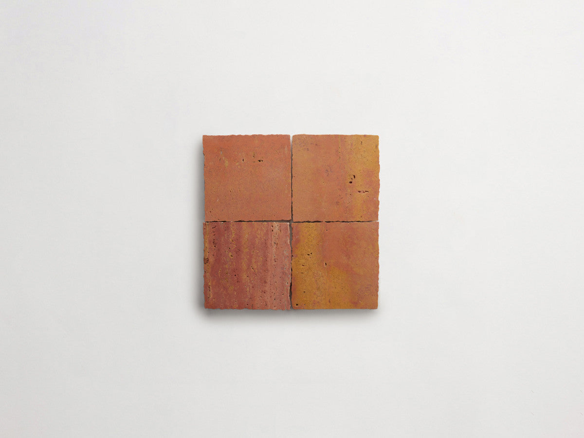 Lapidary stone tile 4 in. square Red Travertine Honed.