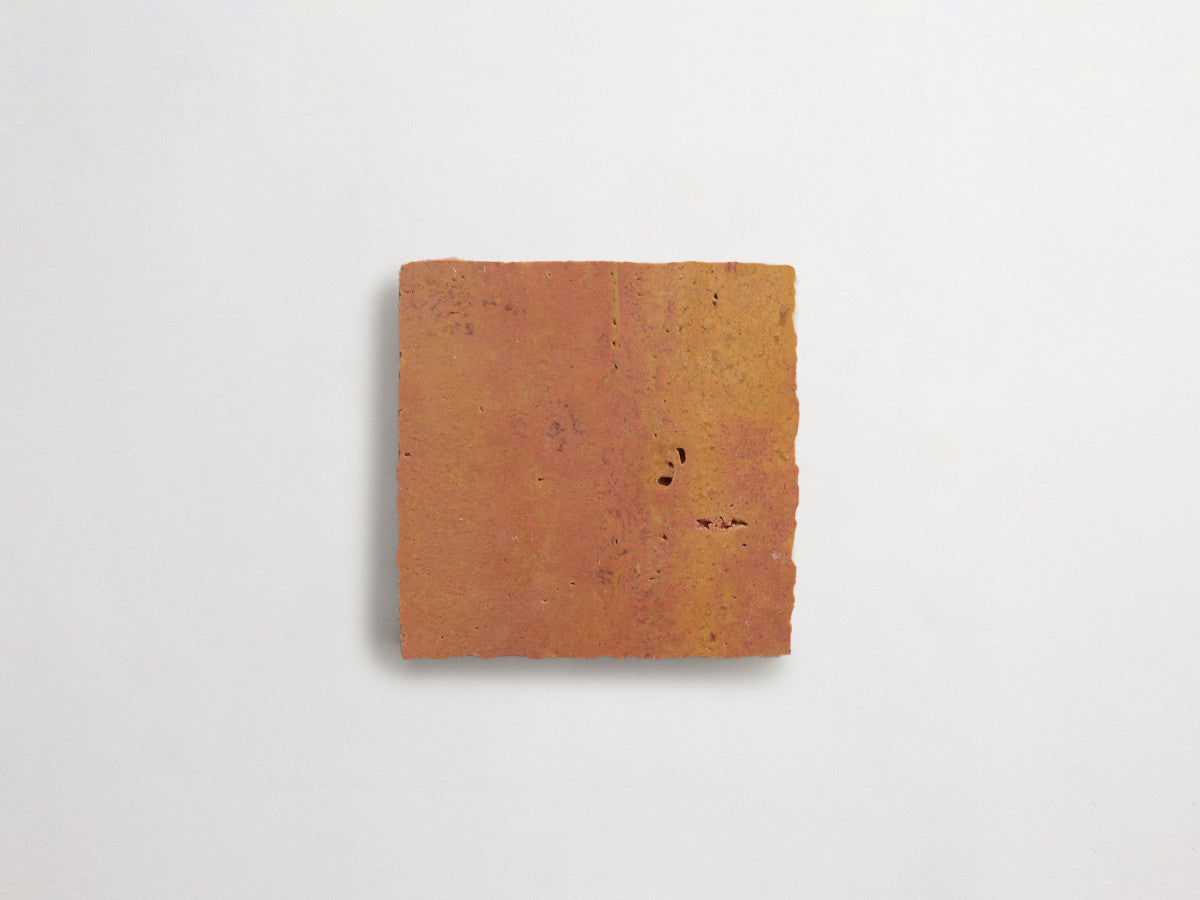 Lapidary stone tile 4 in. square Red Travertine Honed.