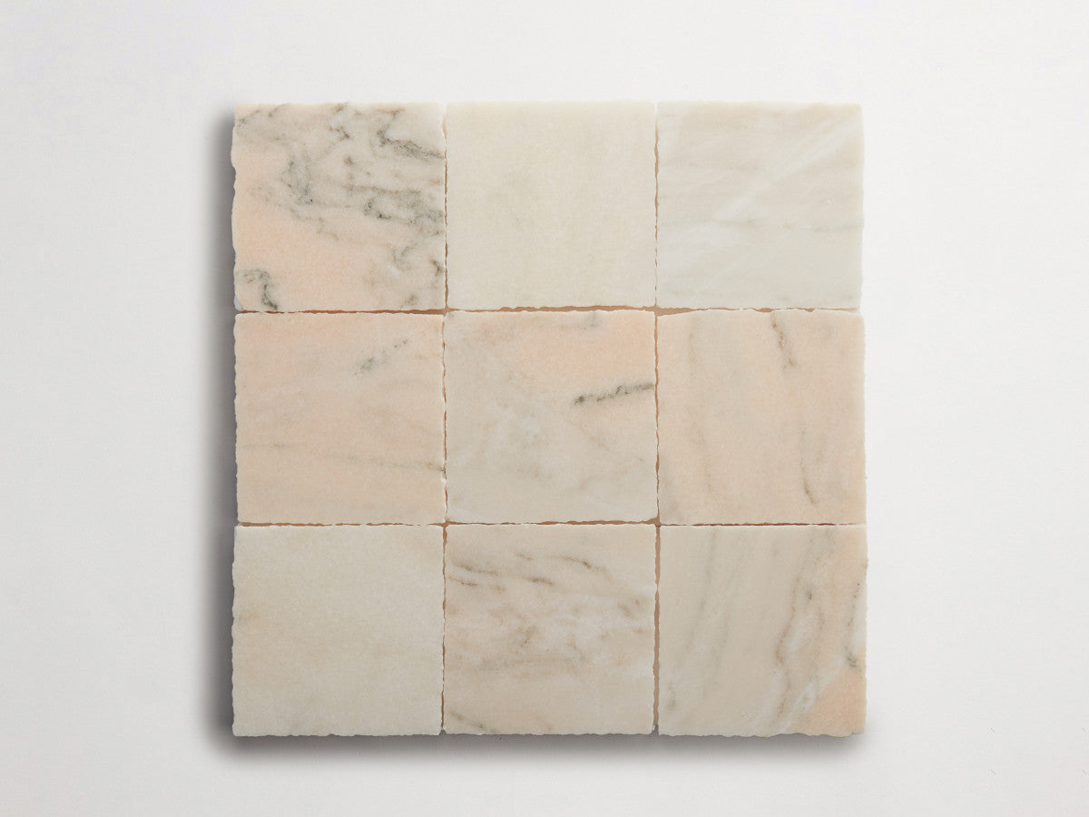 Lapidary stone tile 4 in. square Pink/Grey Honed.
