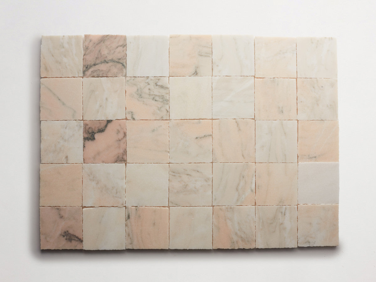 Lapidary stone tile 4 in. square Pink/Grey Honed.