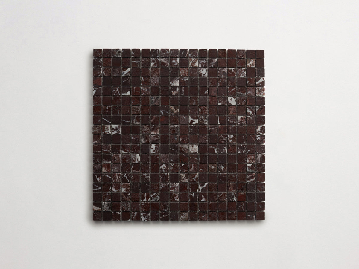 Lapidary stone micro-mosaics ⅝" Honed Rosso Italiano.