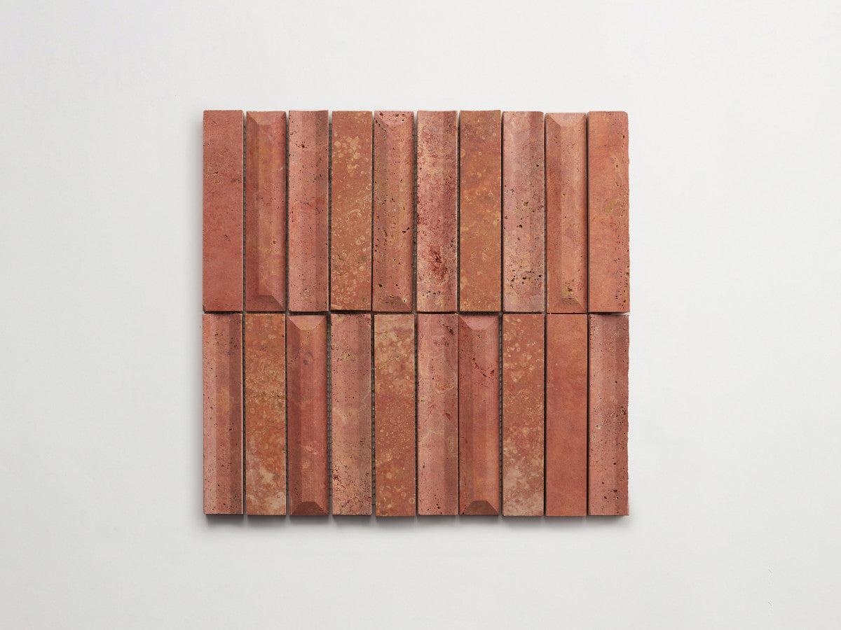 clé lapidary: lavorato | apiari | honed | red travertine ~ 1¼"x6"x½"