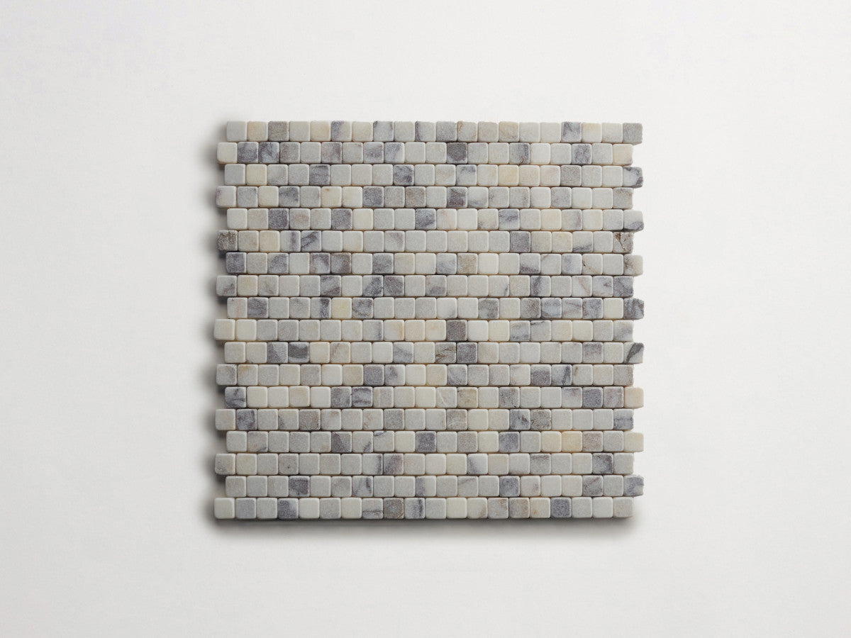 Lapidary stone micro-mosaics ⅝" Tumbled Calacatta Viola.
