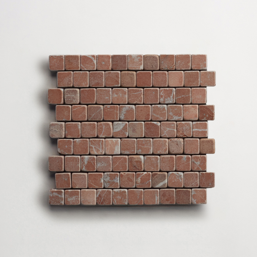 clé lapidary: micro-mosaics | confetti | tumbled | rojo alicante | sample ~ ⅝"x⅝"x⅜"