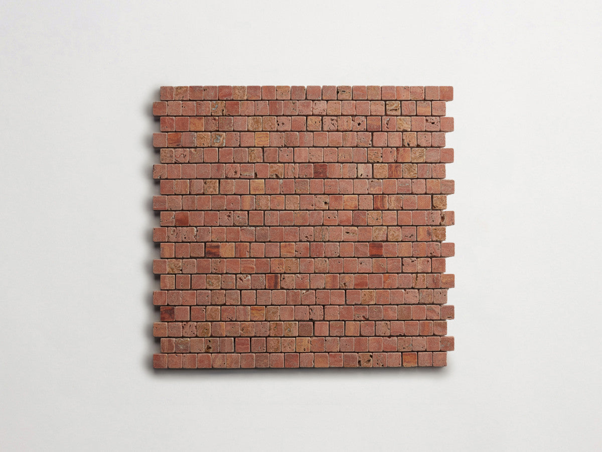 Lapidary stone micro-mosaics ⅝" Tumbled Red Travertine.