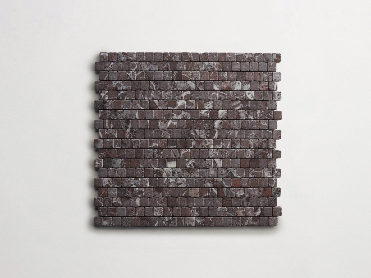 Lapidary stone micro-mosaics ⅝" Tumbled Rosso Italiano.