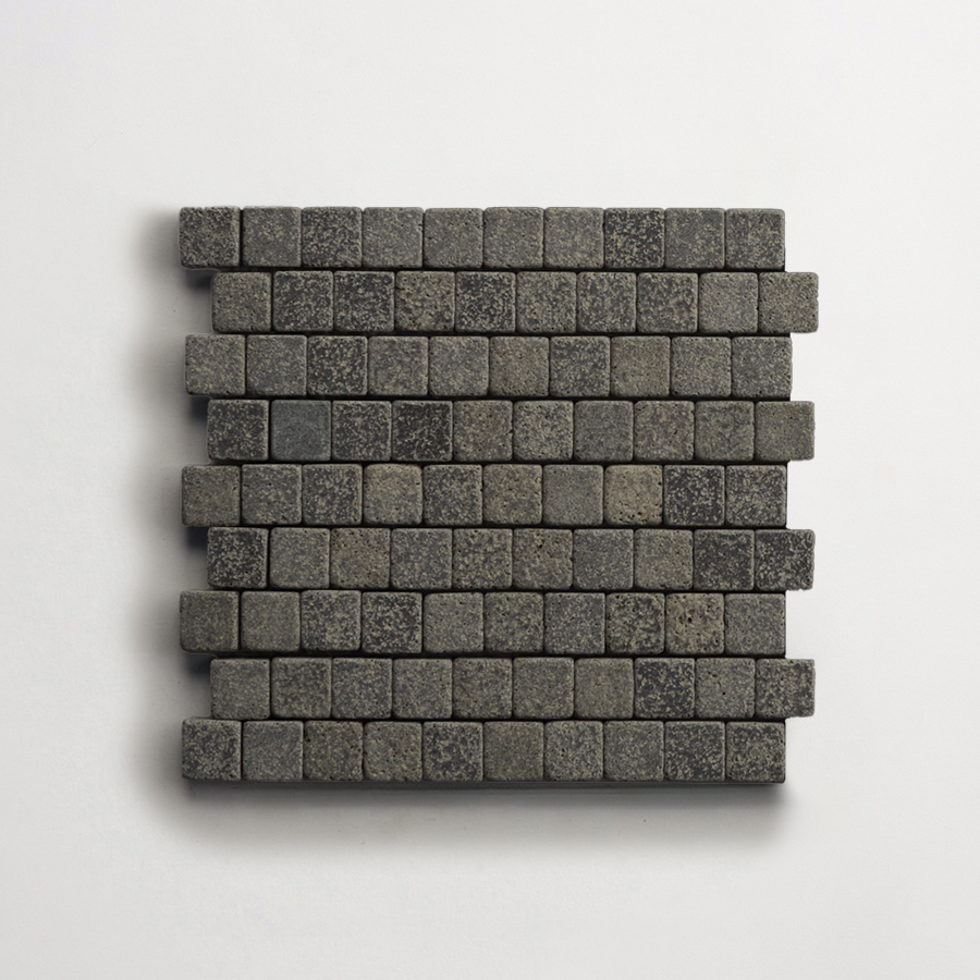 clé lapidary: micro-mosaics | confetti | tumbled | warm black | sample ~ ⅝"x⅝"x⅜"