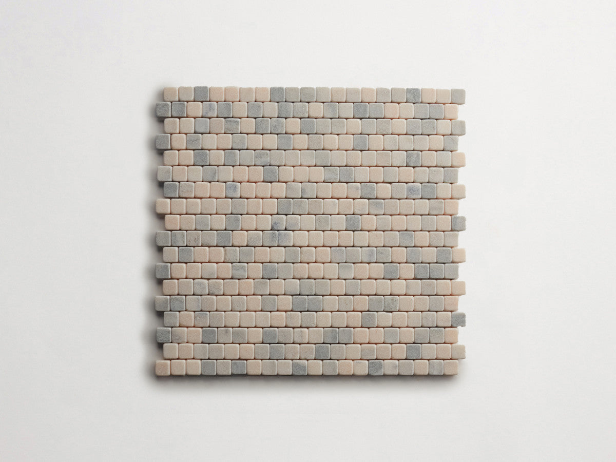 Lapidary stone micro-mosaics ⅝" Tumbled Pink/Grey.