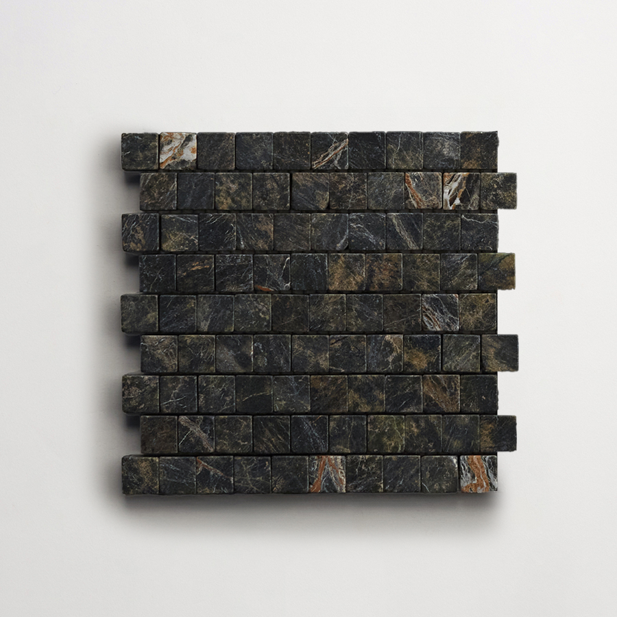 clé lapidary: micro-mosaics | confetti | tumbled | galician green | sample ~ ⅝"x⅝"x⅜"