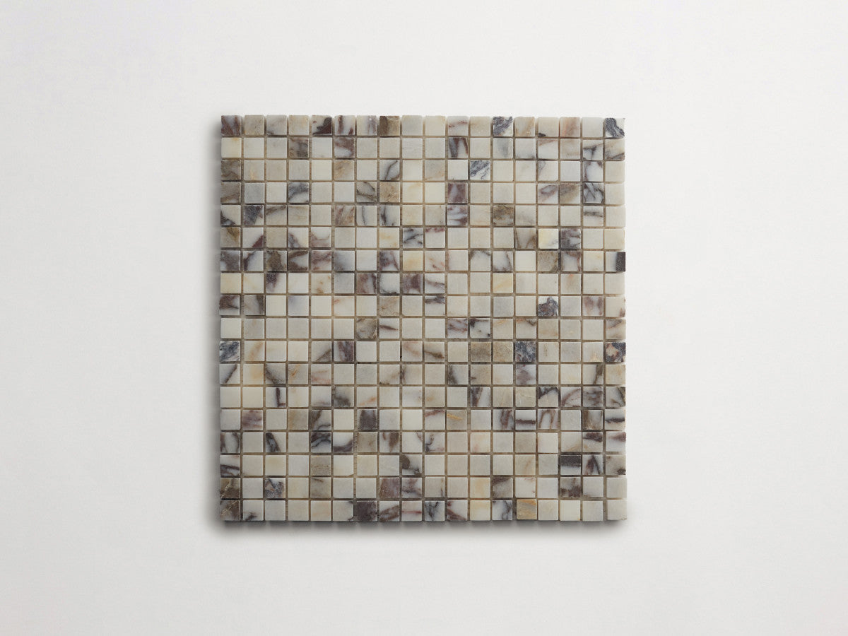 Lapidary stone micro-mosaics ⅝" Honed Calacatta Viola.