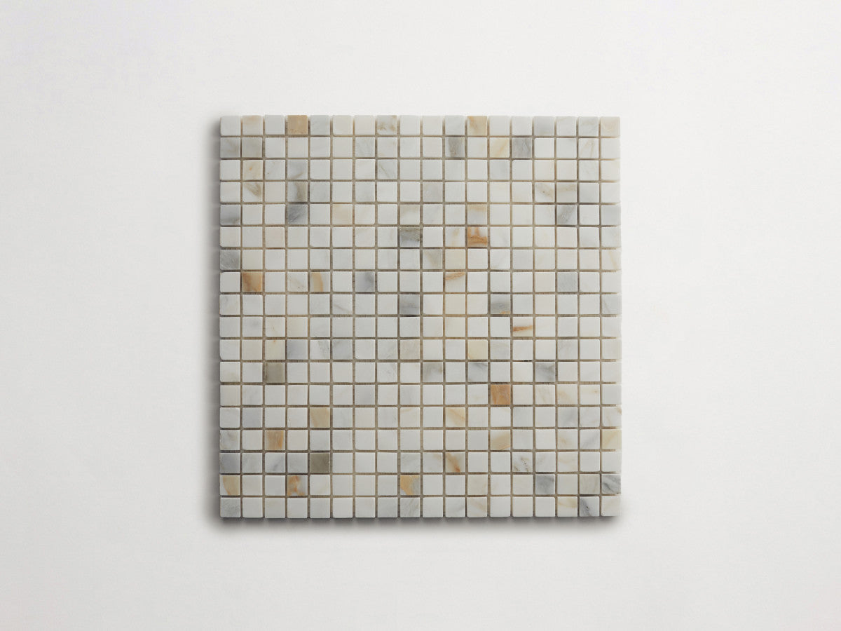 Lapidary stone micro-mosaics ⅝" Honed Calacatta Gold.