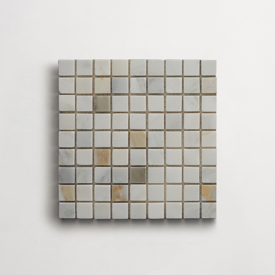 clé lapidary: micro-mosaics | confetti | honed | calacatta gold | sample ~ ⅝"x⅝"x⅜"