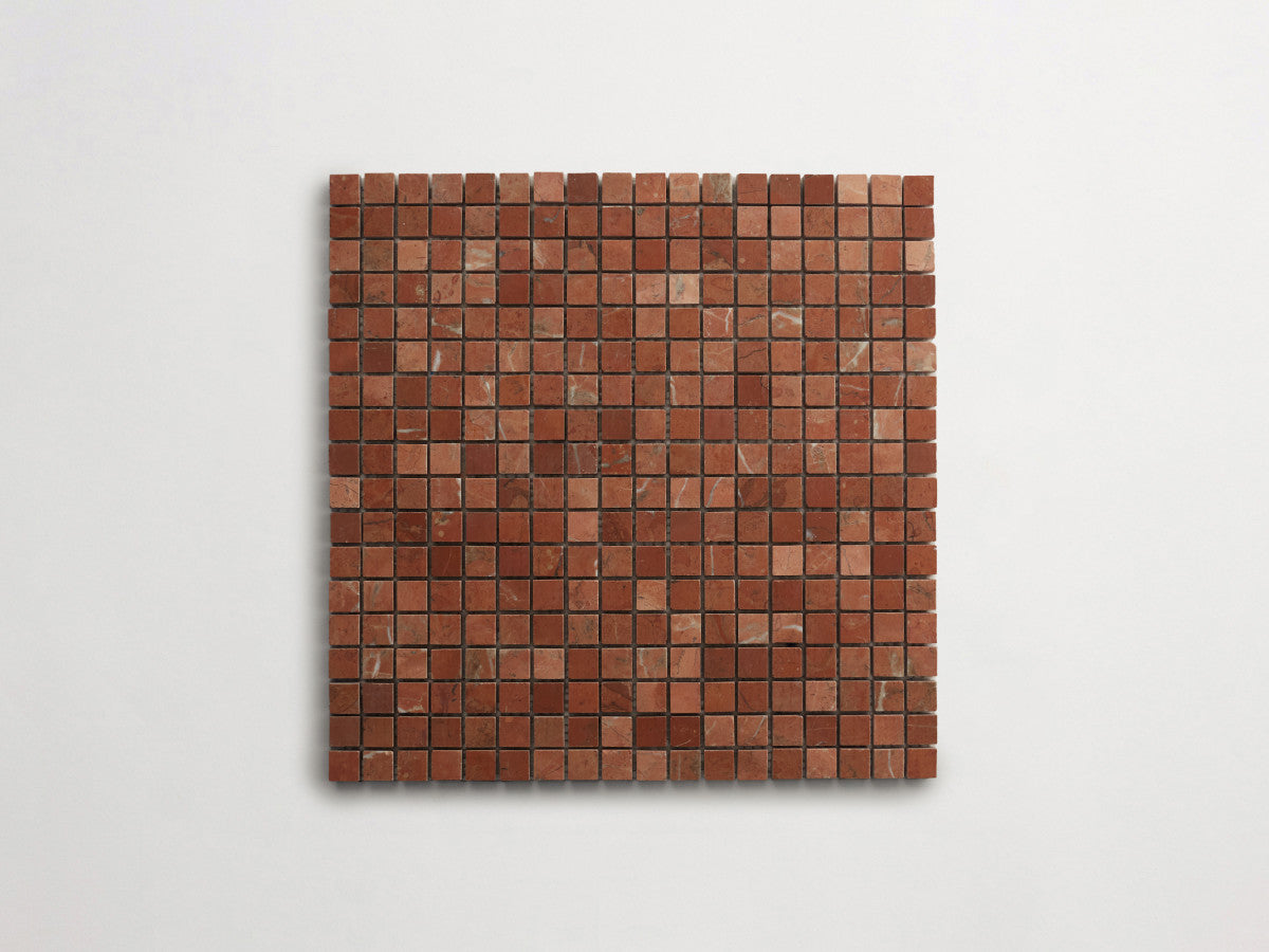 Lapidary stone micro-mosaics ⅝" Honed Rojo Alicante.