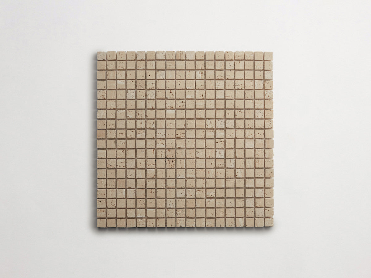 Lapidary stone micro-mosaics ⅝" Honed Beige Travertine.