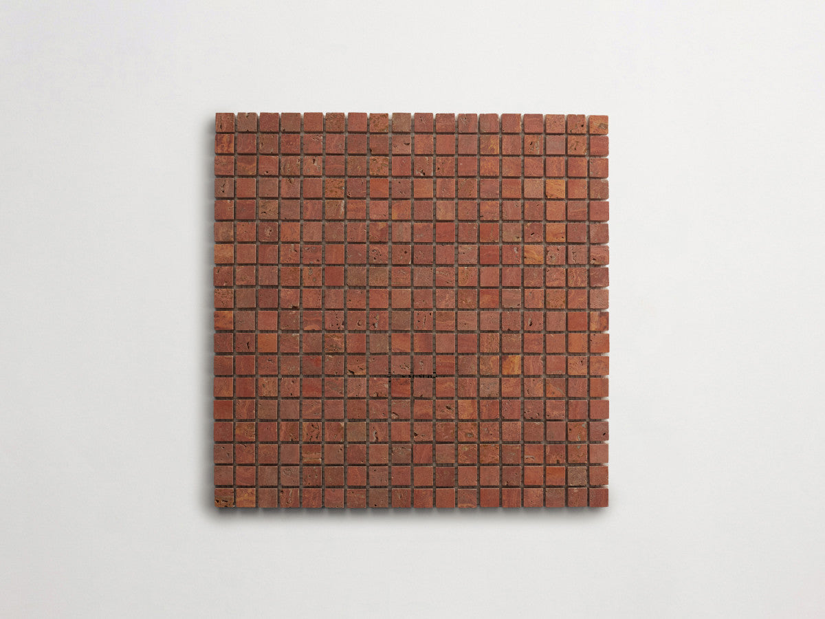 Lapidary stone micro-mosaics ⅝" Honed Red Travertine.