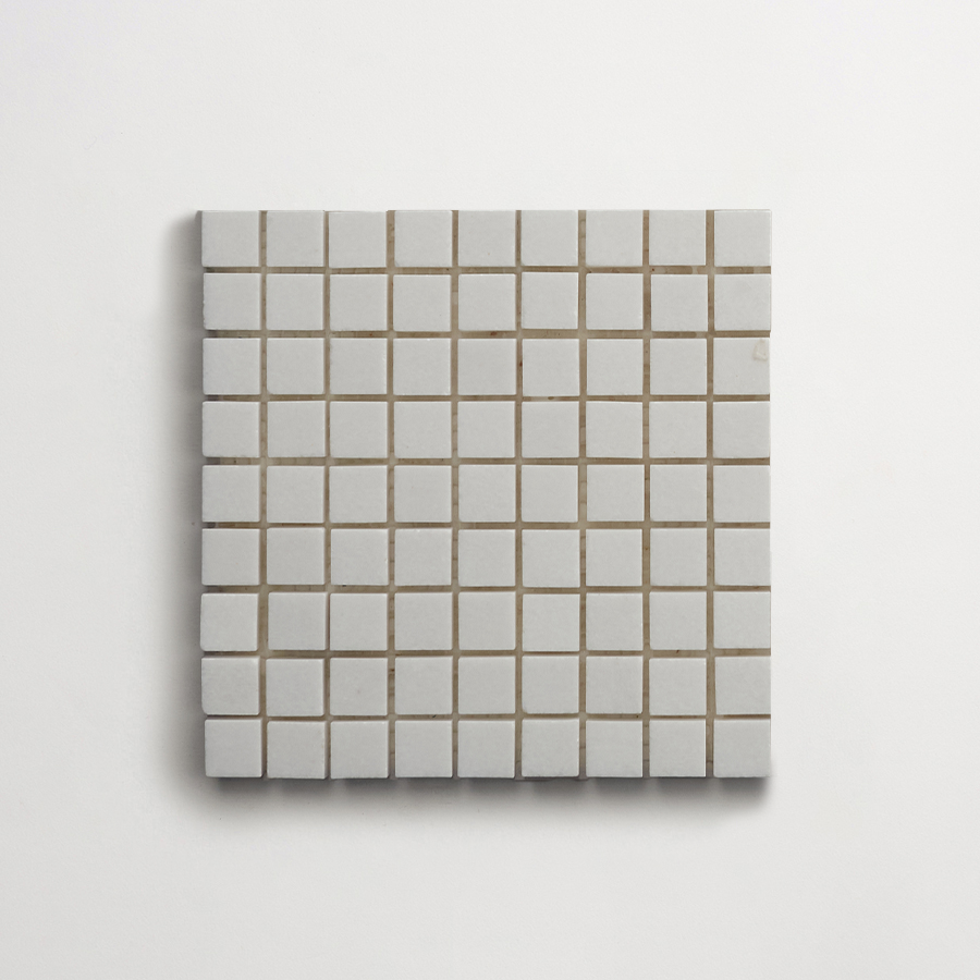 clé lapidary: micro-mosaics | confetti | honed | thassos | sample ~ ⅝"x⅝"x⅜"