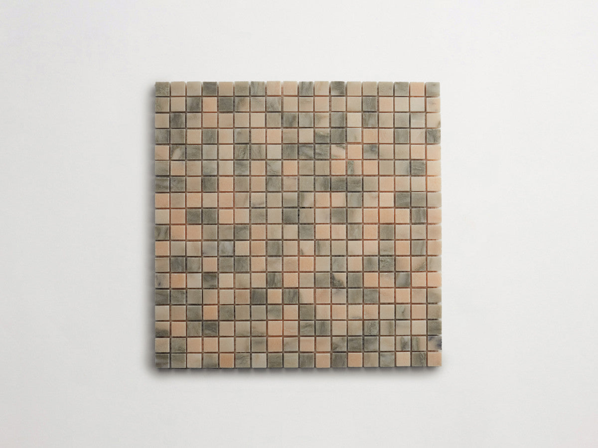 Lapidary stone micro-mosaics ⅝" Honed Pink/Grey.