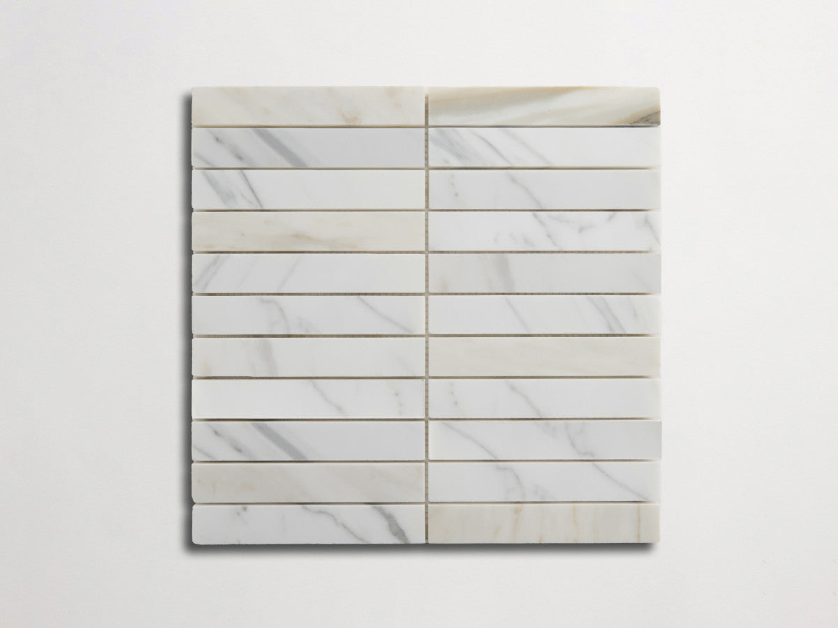 clé lapidary: pietrelle | brindille sheet | honed | calacatta gold ~ 1"x6"x⅜"