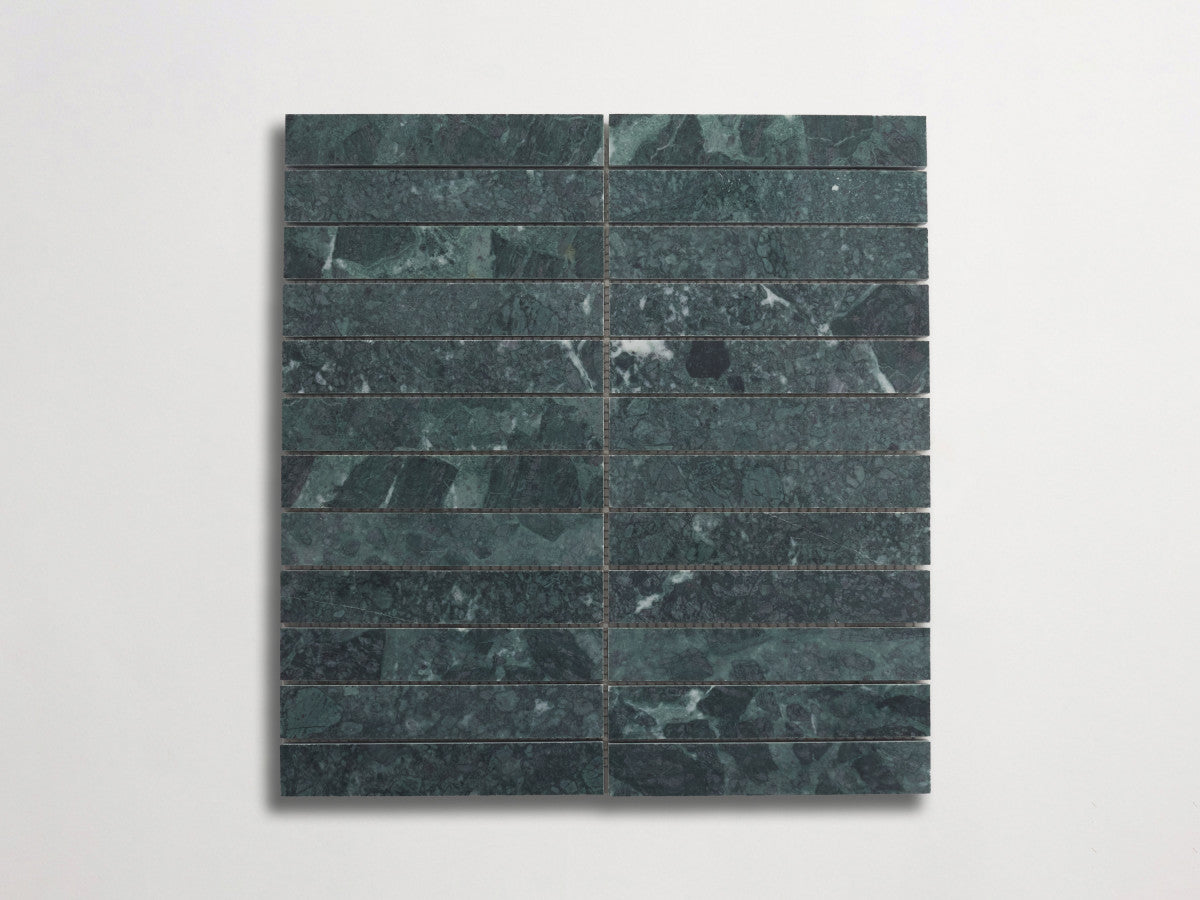 clé lapidary: pietrelle | brindille sheet | honed | verde marble ~ 1"x6"x⅜"