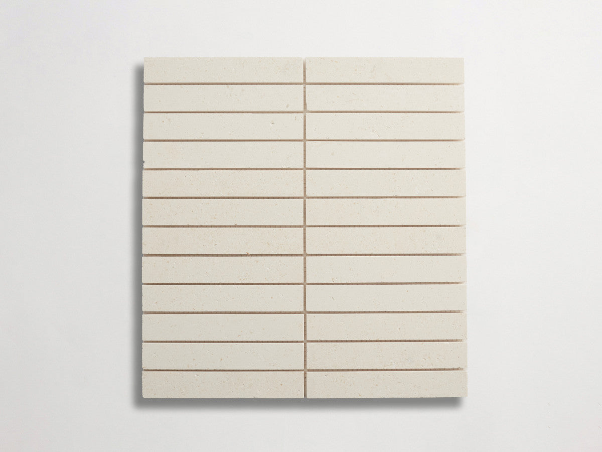 clé lapidary: pietrelle | brindille sheet | honed | white limestone ~ 1"x6"x⅜"