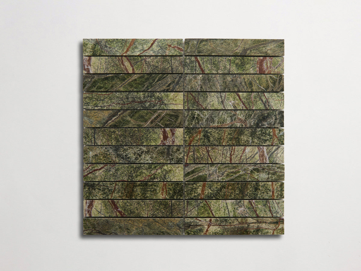 clé lapidary: pietrelle | brindille sheet | honed | galician green ~ 1"x6"x⅜"
