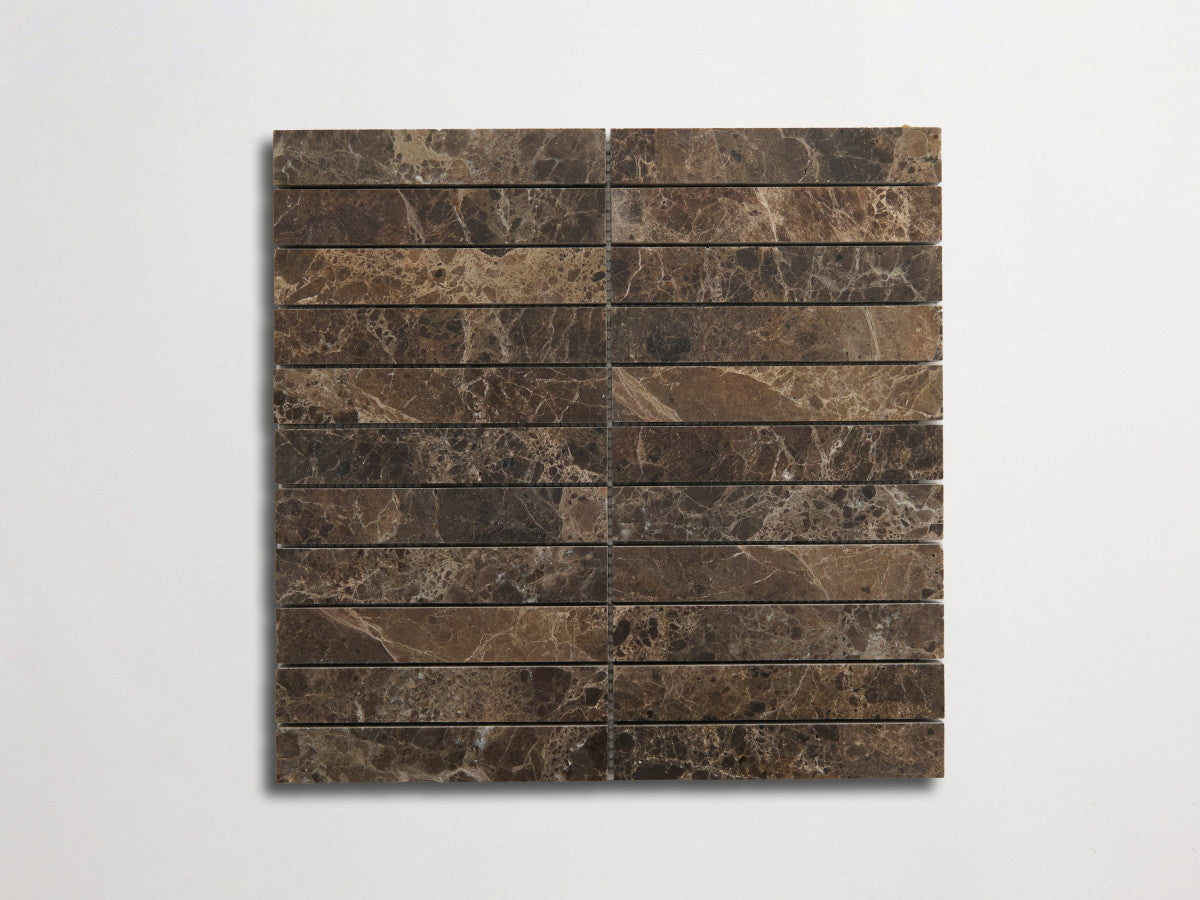 clé lapidary: pietrelle | brindille sheet | honed | iberian chocolate ~ 1"x6"x⅜"