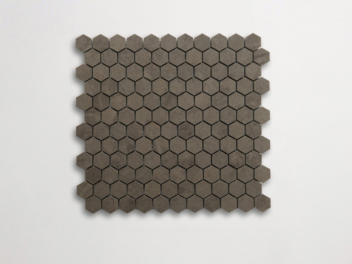 clé lapidary: pietrelle | petite hex mosaic sheet | honed | cashmere grey ~ 1"x1⅛"x⅜"