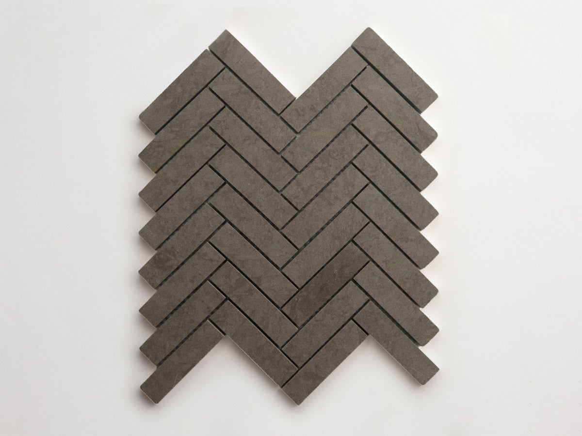 clé lapidary: pietrelle | herringbone mosaic sheet | honed | cashmere grey ~ 1"x3¾"x⅜"