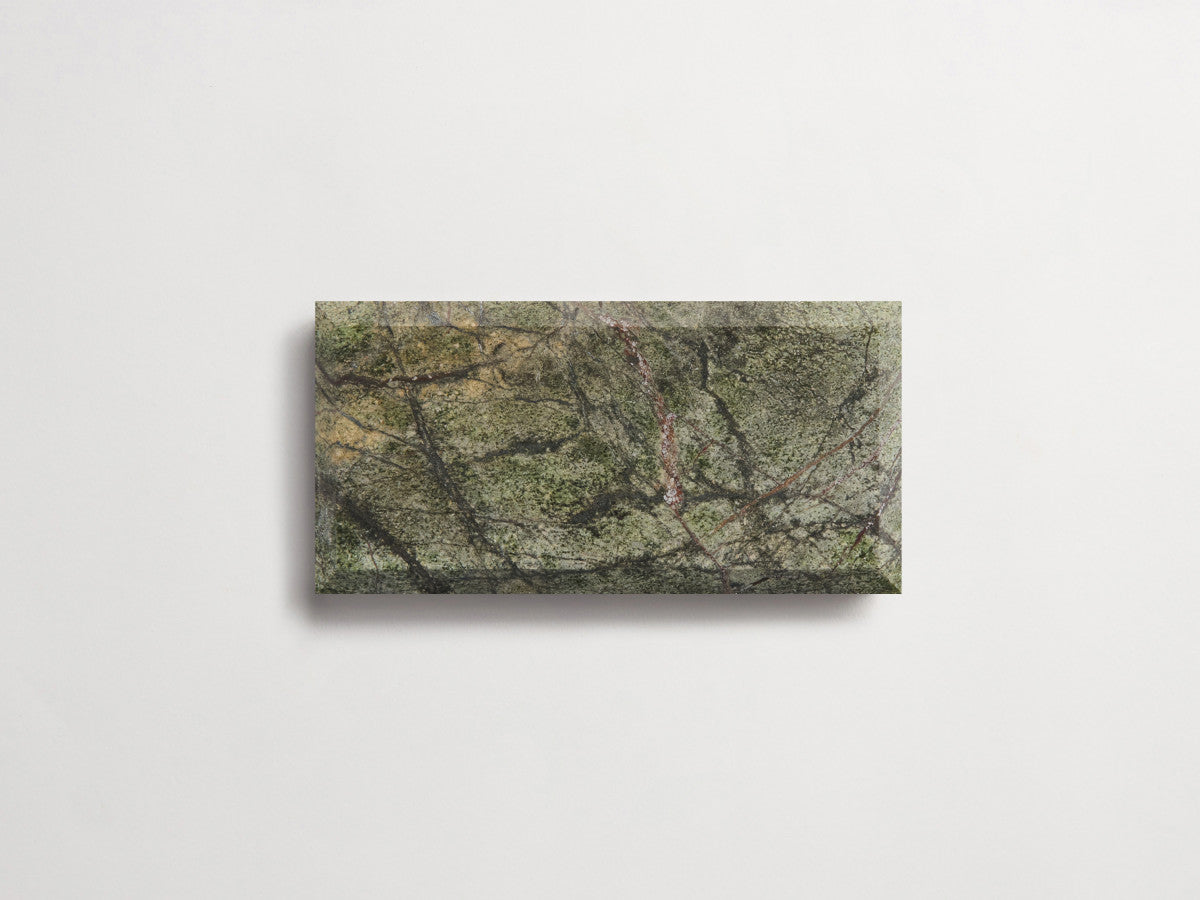 clé lapidary: banchina | beveled subway | honed | galician green ~ 3"x6"x⅜"