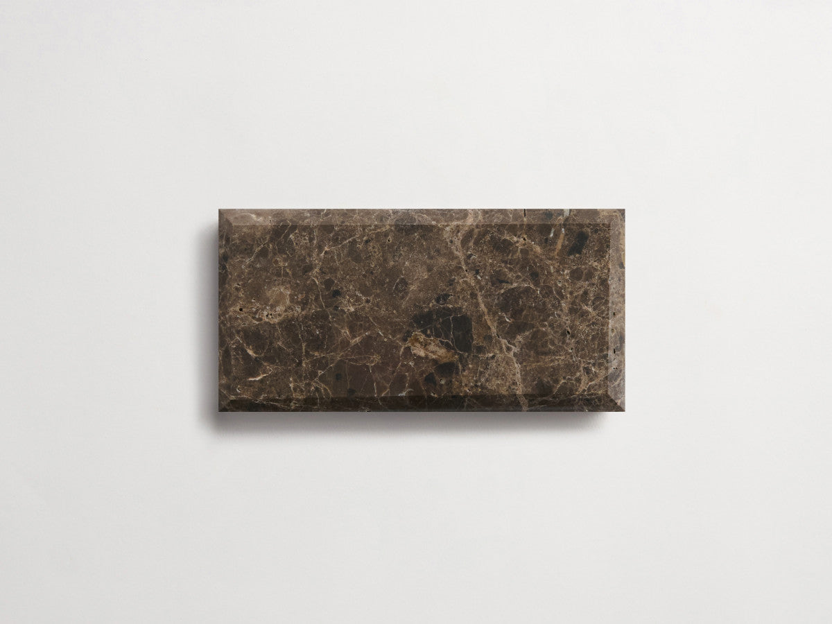 clé lapidary: banchina | beveled subway | honed | iberian chocolate ~ 3"x6"x⅜"