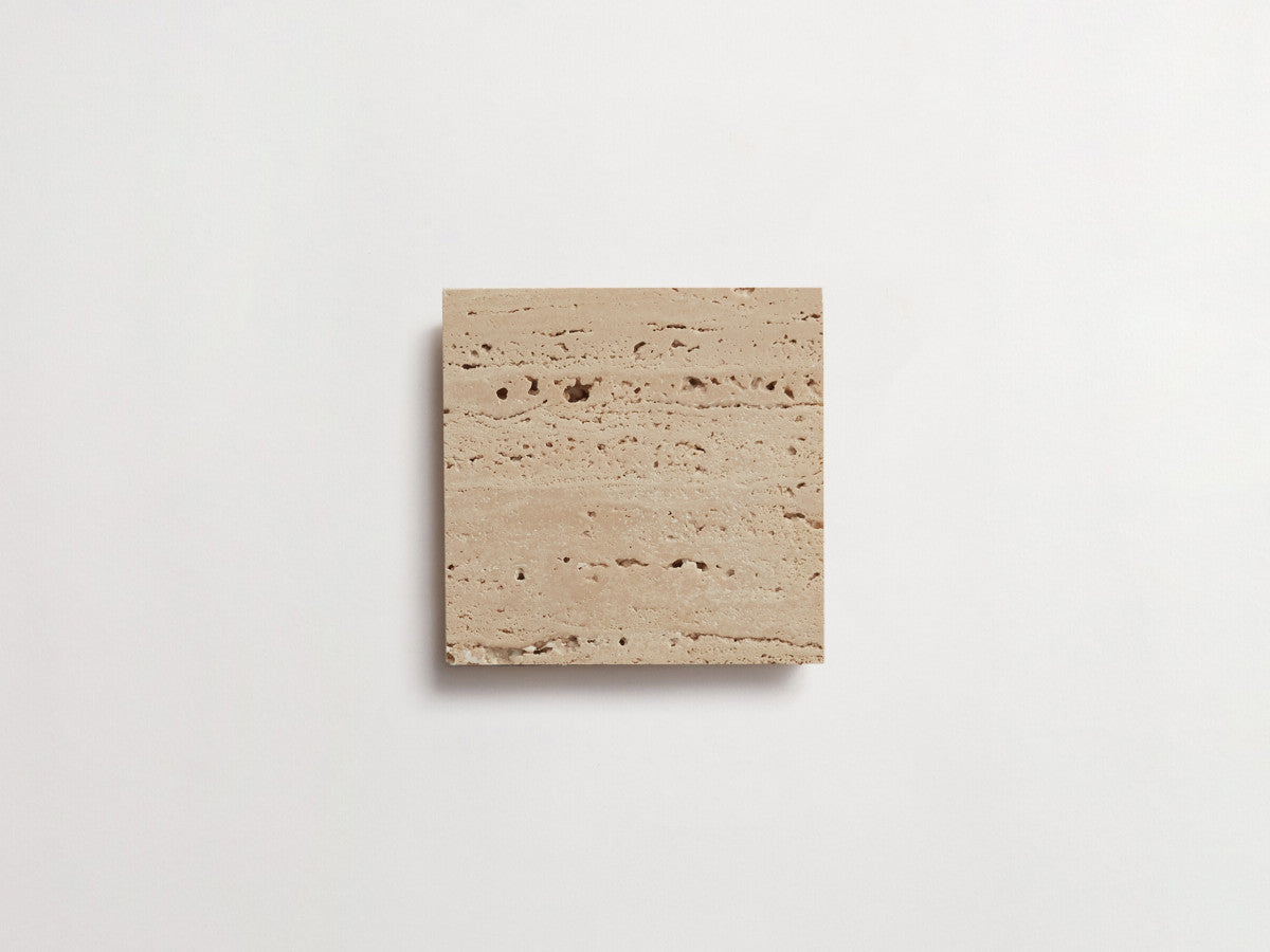 clé lapidary: pietrelle | petite | honed | beige travertine ~ 4"x4"x⅜"
