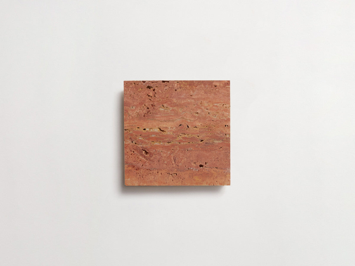 clé lapidary: pietrelle | petite | honed | red travertine ~ 4"x4"x⅜"