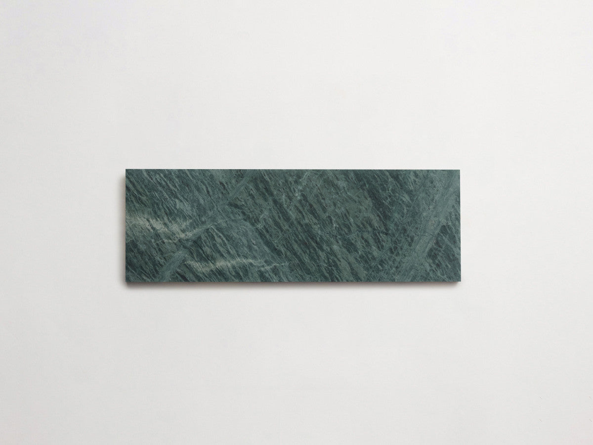 clé lapidary: banchina | plank | honed | verde marble ~ 4"x12"x⅜"