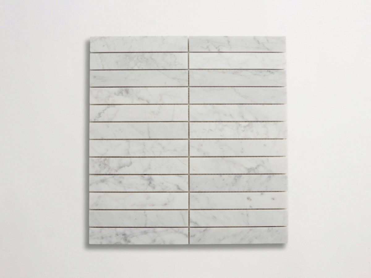 clé lapidary: pietrelle | brindille sheet | honed | carrara ~ 1"x6"x⅜"