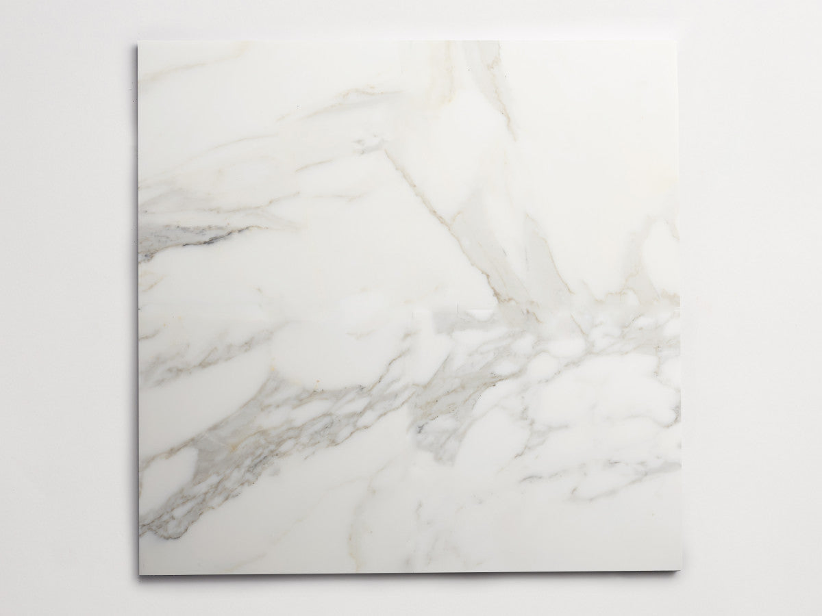 Lapidary stone tile 24 in. square Calacatta Gold Honed.